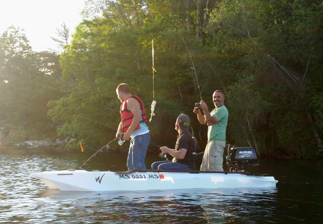 Three anglers fishing out of an S4, Massachusetts
